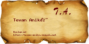 Tevan Anikó névjegykártya